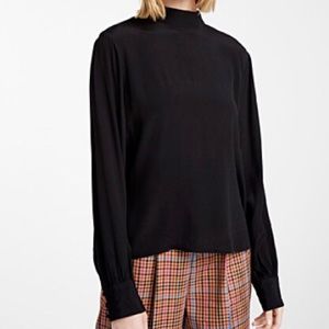 Twik black silky high-neck blouse